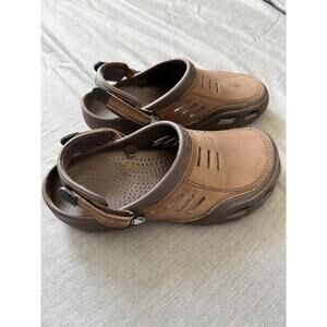 Crocs Mens Size 10 Yukon Vista Clogs Brown Suede Casual Slip On Sandals Shoes
